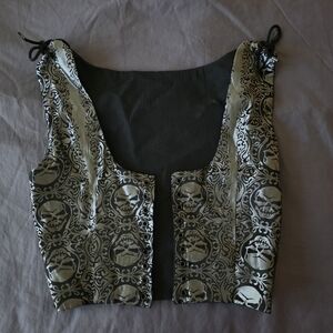Gothic Skull Silver Damask Vest